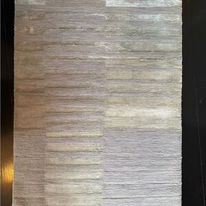 Beige and Green Hand-Knotted 20”x29” Door Matt Light Green & Beige/Grey